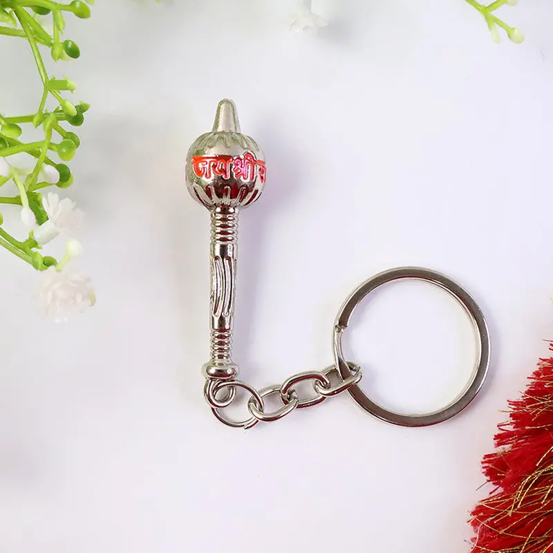 Jai Shree Ram Gada Metal Keychain – Silver-Finished Devotional Key Ring 1