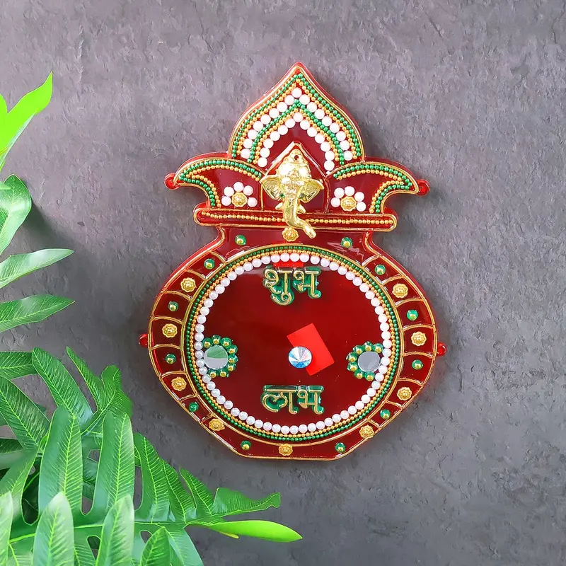 Kalash-Inspired Wall Hanging With Shubh Labh Motif – Sacred Home Ornament 1