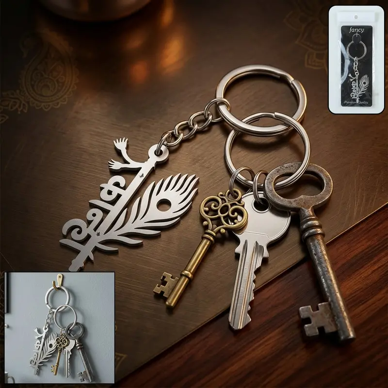 Kanha Metal Keychain – Lord Krishna-Themed Devotional Pendant 1