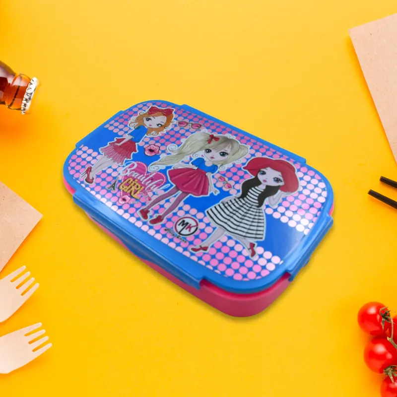 Kids' Cartoon-Themed Lunch Box Set With Compartmentalized Inner Tray And Utensil 1