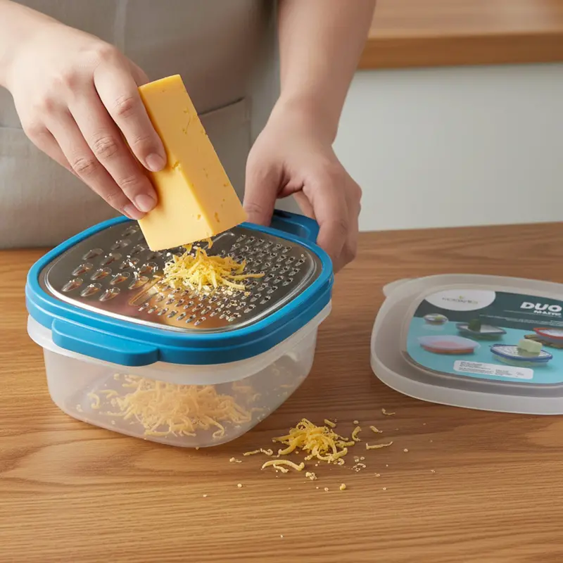 Konvex Dual-Surface Grater With Integrated Storage Container And Lid 1