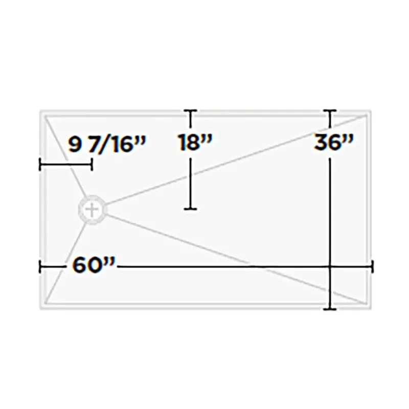 Kurbx Structural Shower Pan – Offset Drain Configuration 1