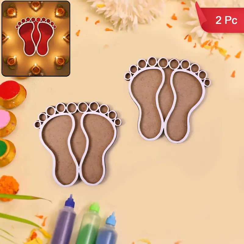 Lakshmi Charan Mdf Decor Set – Two-Piece Auspicious Design 1