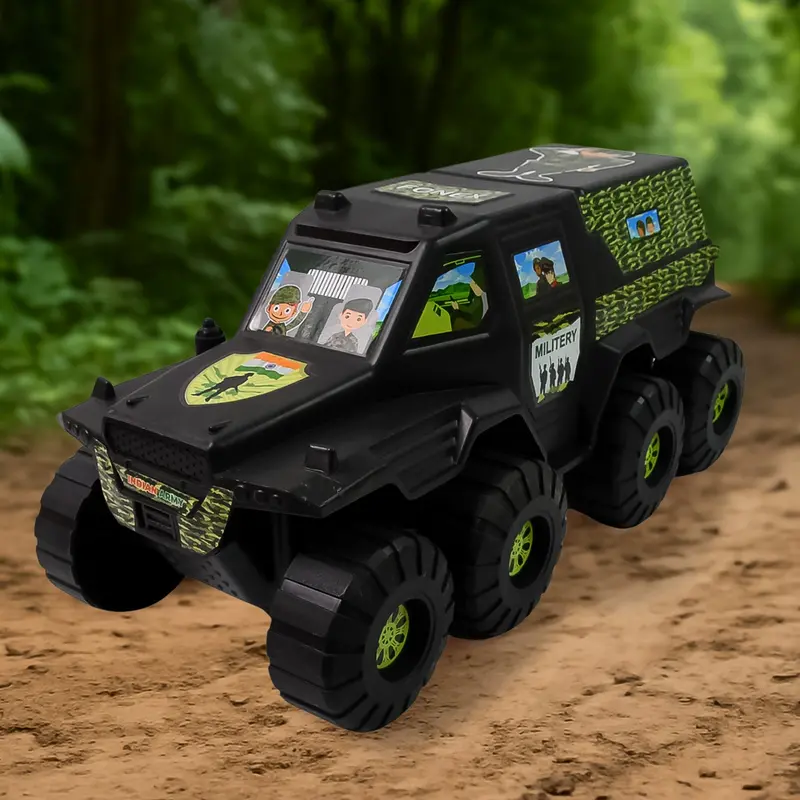 Large 8-Wheel Military-Style Plastic Toy Car – Realistic Design For Kids 1