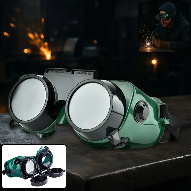 Large-Fit Welding Safety Goggles – Dark Green Lens For Arc Flash Protection 1