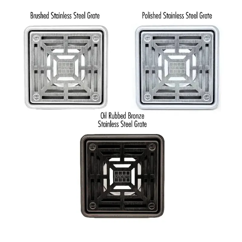 Laticrete Hydro Ban 4X4-Inch Stainless Steel Shower Drain Grates 1