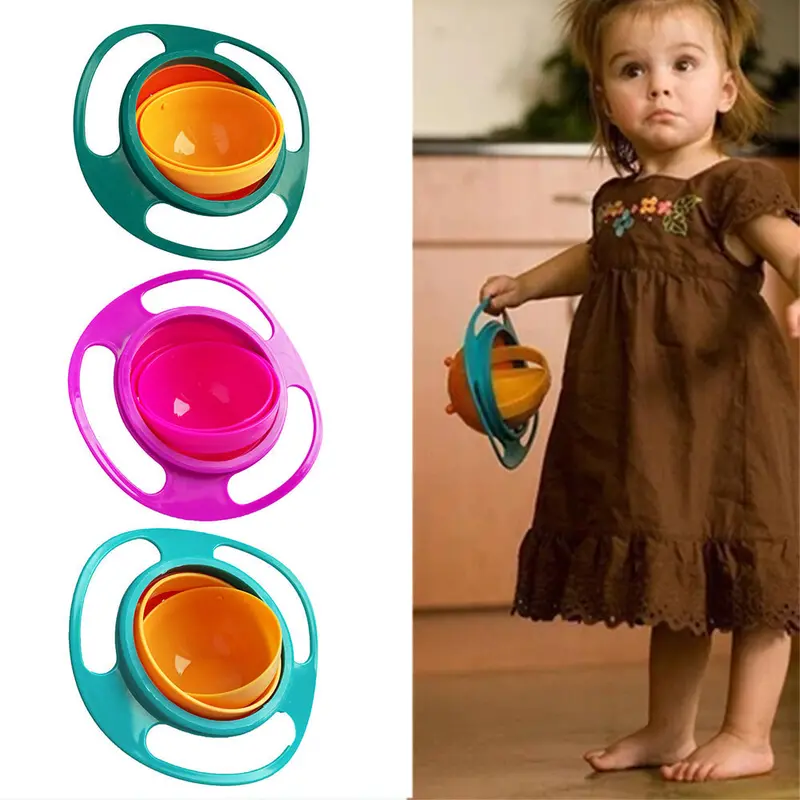 Leak-Proof Rotating Toddler Feeding Bowl With 360° Gyro Base 1