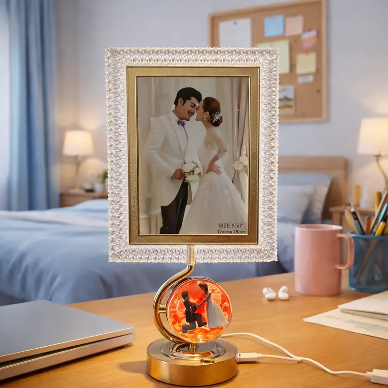 Led Dual-Display Photo Frame Lamp – Romantic Couple Table Light With 3 Lighting Modes 1