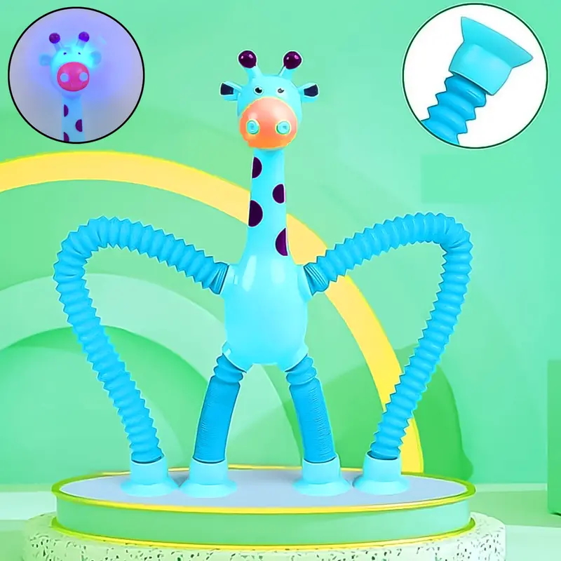 Led Giraffe Toy With Telescopic Body & Suction Cup – Interactive Desk Or Window Decor 1