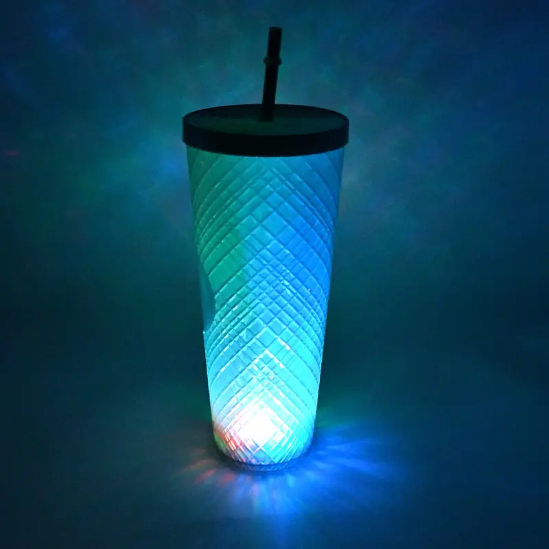 Led-Lit Reusable Matte Tumbler With Straw – Studded Design Drinkware 1