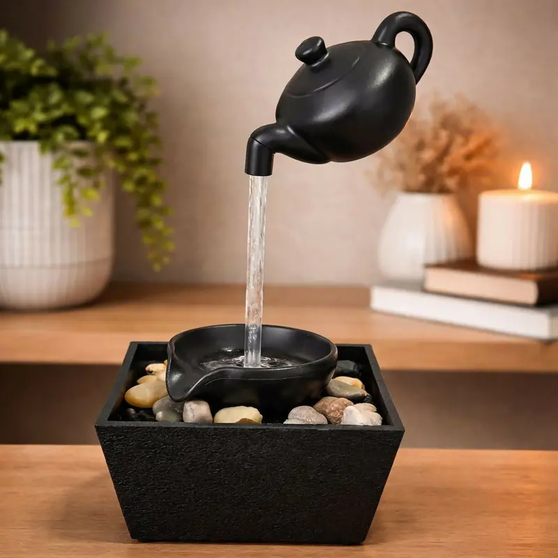 Levitating Teapot Tabletop Fountain – Modern Desk Water Feature 1