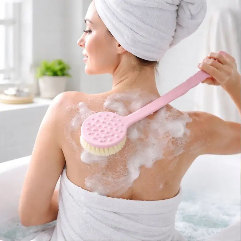 Long-Handle Shower Back Scrubber – Ergonomic Exfoliating Bath Brush (1 Piece) 1
