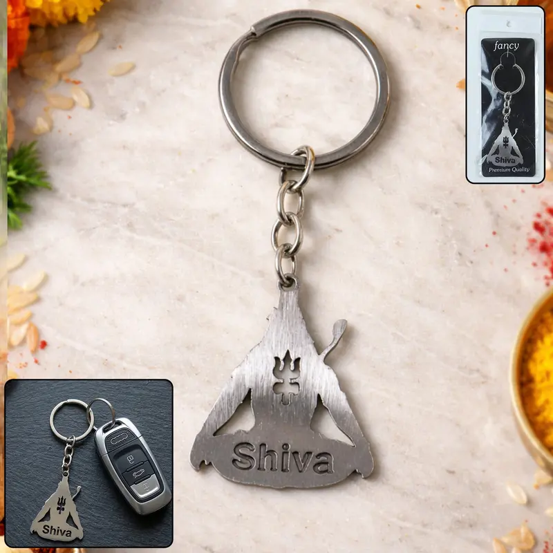 Lord Shiva Trishul Metal Keychain – Symbolic Sacred Design (1 Piece) 1