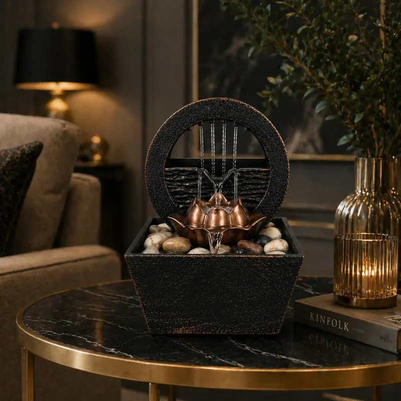 Lotus Ring Water Fountain – Elegant Indoor Tabletop Decor 1