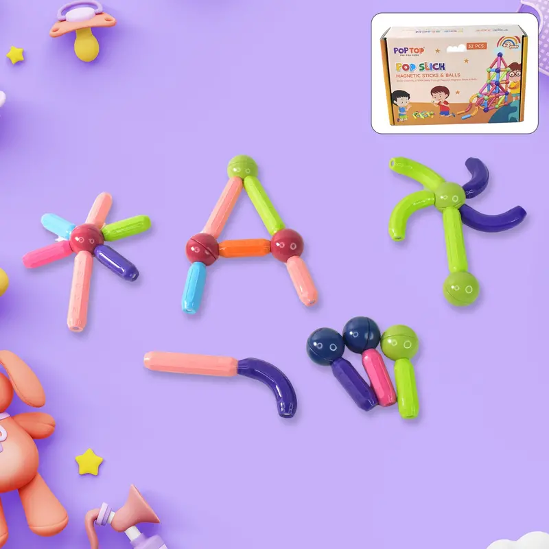 Magnetic Construction Set For Kids – 32-Piece Educational Building Blocks 1