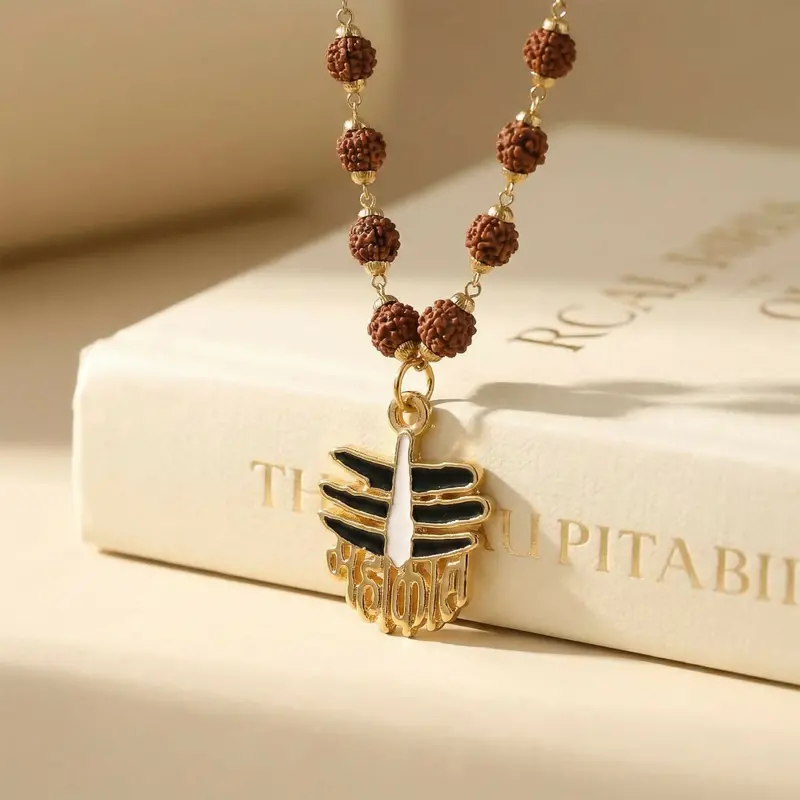 Mahakal Rudraksha Mala – Gold-Plated Shiv Lingam Pendant Necklace For Spiritual Practice 1