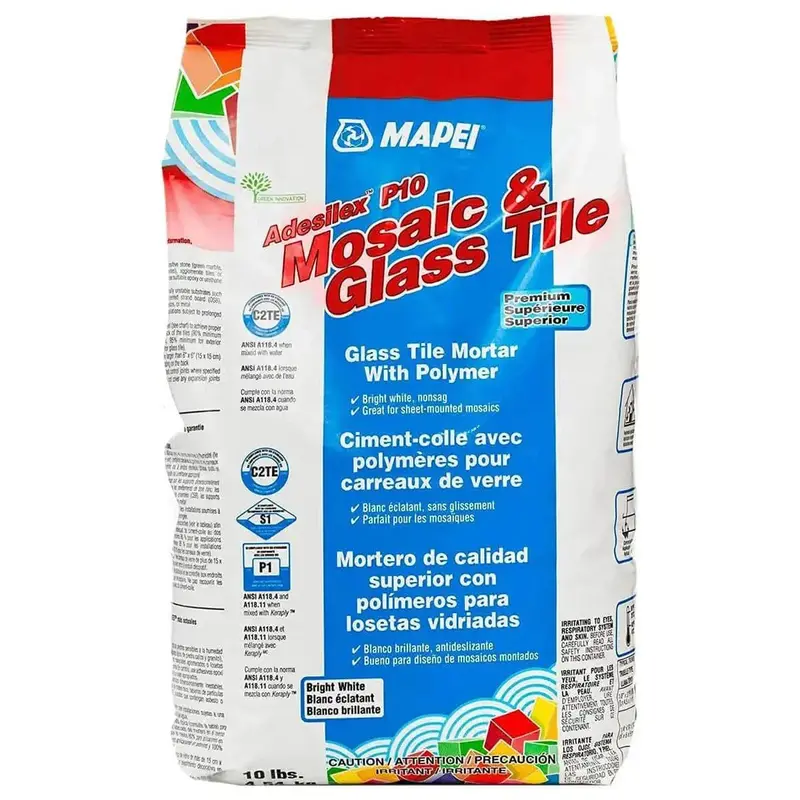 Mapei Adesilex P10 Premium Glass & Tile Mortar – 10 Lb Bright White Bag 1