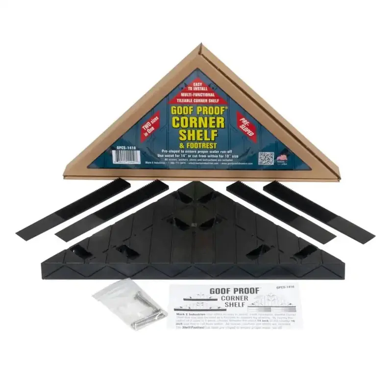 Mark E. Industries Goof-Proof Corner Shelf And Footrest Combo For Tight Spaces 1