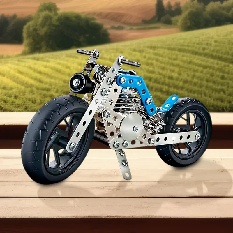 Mechanical Bike Construction Kit – Stem-Focused Metal Engineering Set (140 Parts) 1
