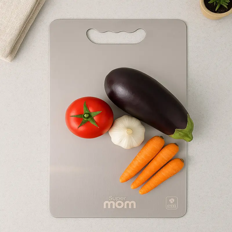 Medium Stainless Steel Chopping Board – Durable, Non-Slip Surface, Supermom 1