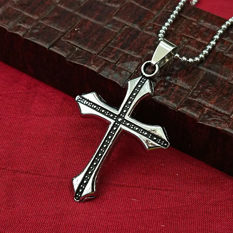 Men’S Cross Pendant Necklace – Faith-Inspired Stainless Steel Chain 1