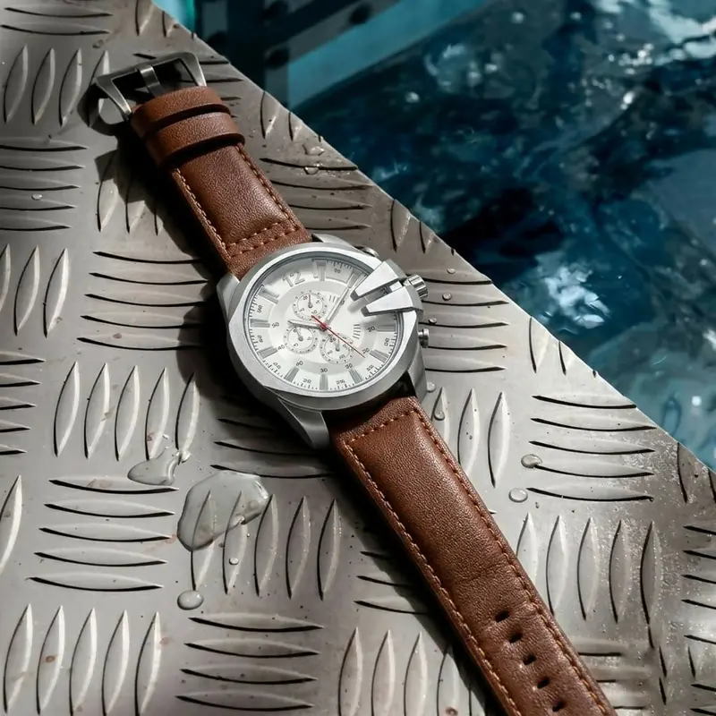Men’S Leather-Strap Chronograph Watch – Elegant Analog Timepiece 1