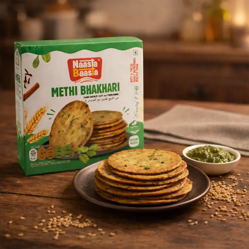 Methi Bhakhari By Naasta Baasta – Fenugreek-Infused Crispy Snack (200 G) 1