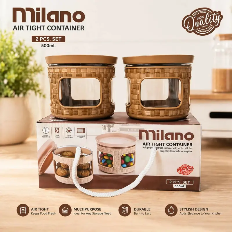 Milano Airtight Storage Jars – Bpa-Free 500Ml Multipurpose Containers (Set Of 2) 1