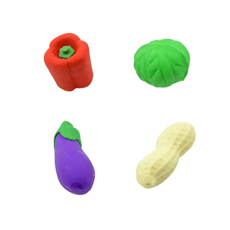 Mini Fruit & Vegetable Erasers (4-Pack) – Whimsical Pencil Rubbers For Students 1