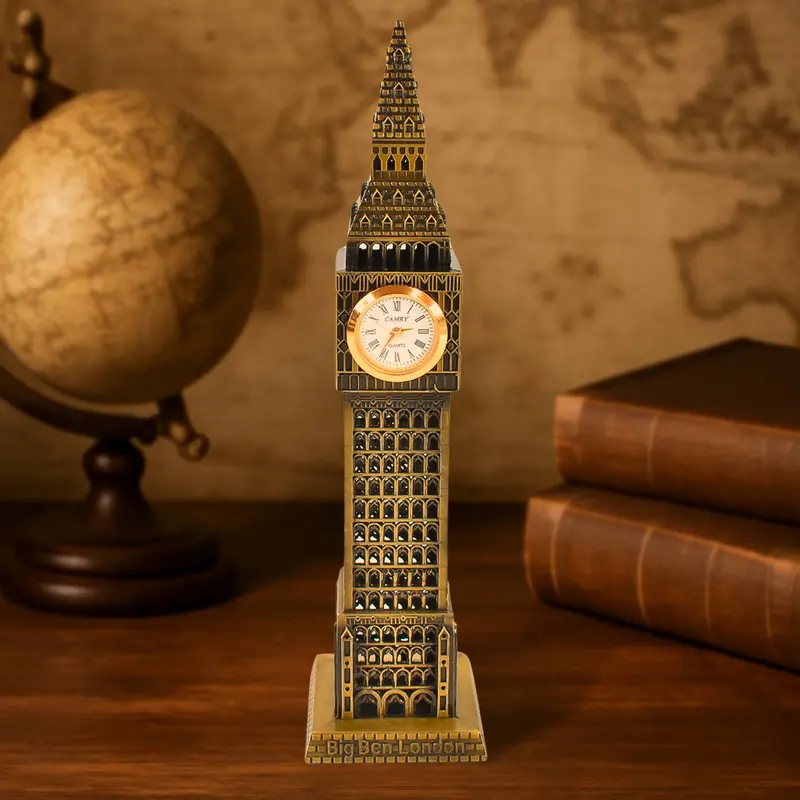 Miniature Big Ben Metal Sculpture – Classic London Landmark Desk Or Shelf Ornament 1