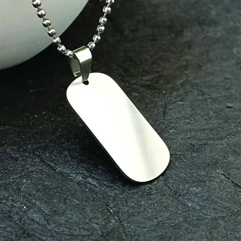 Minimalist Rectangle Steel Pendant – Modern Unisex Chain Jewelry 1