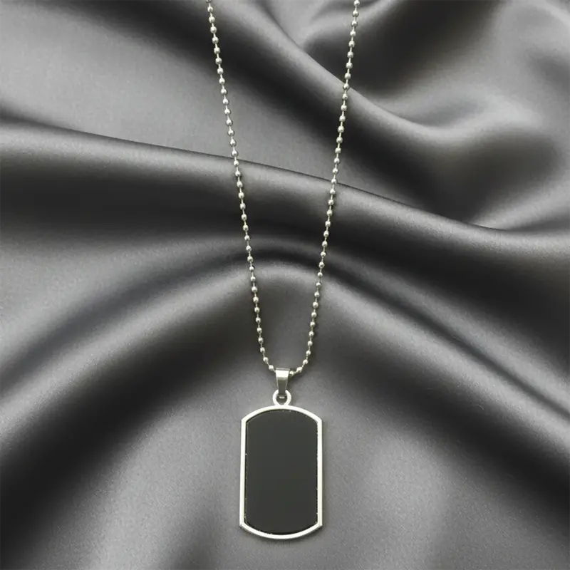 Modern Black Shield Pendant Necklace For Men 1