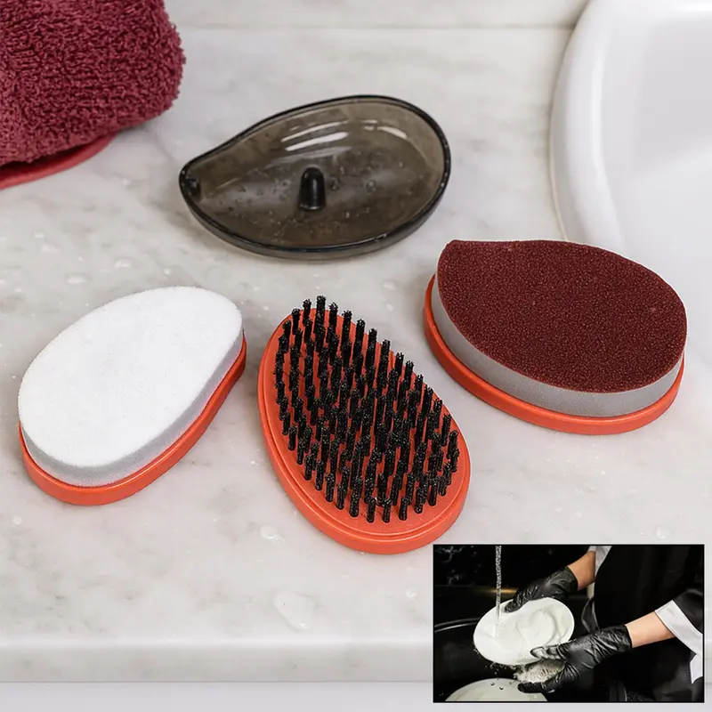 Multi-Color Wet/Dry Household Cleaning Brush Set (3-Piece) 1