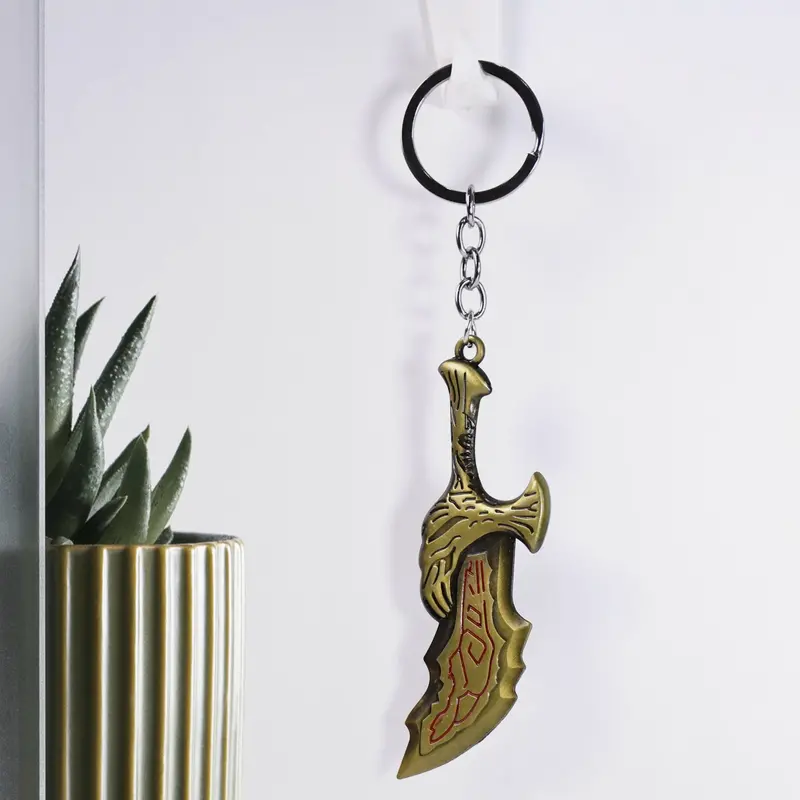 Mythology-Inspired God Of War Metal Keychain – Collectible Design 1