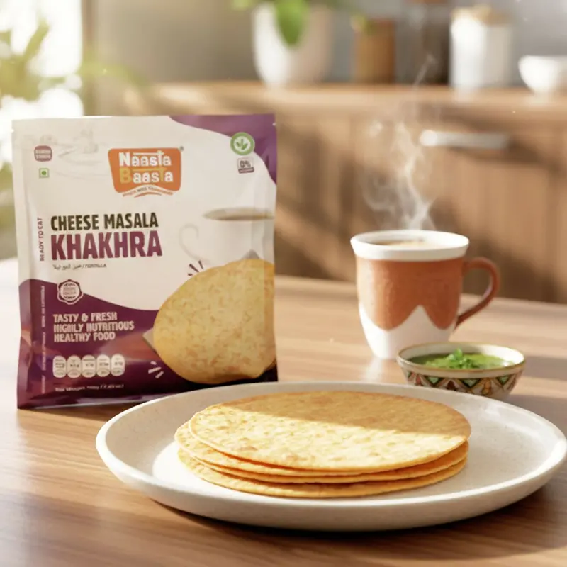 Naasta Baasta Cheese Masala Khakhra – Cheesy, Flavorful Crispy Snack, Ready To Serve (200G) 1