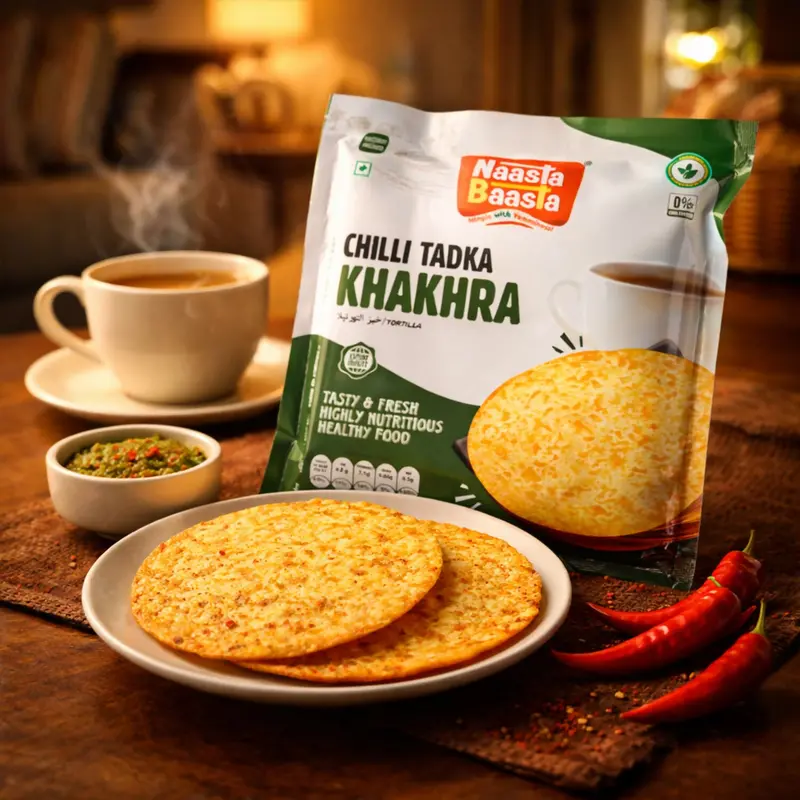 Naasta Baasta Chilli Tadka Khakhra – Spicy Whole Wheat Snack (200G) 1