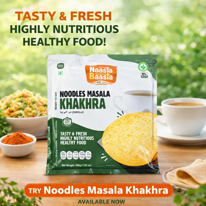 Naasta Baasta Noodles Masala Khakhra – Wholesome Whole Wheat Fusion Snack (200G) 1