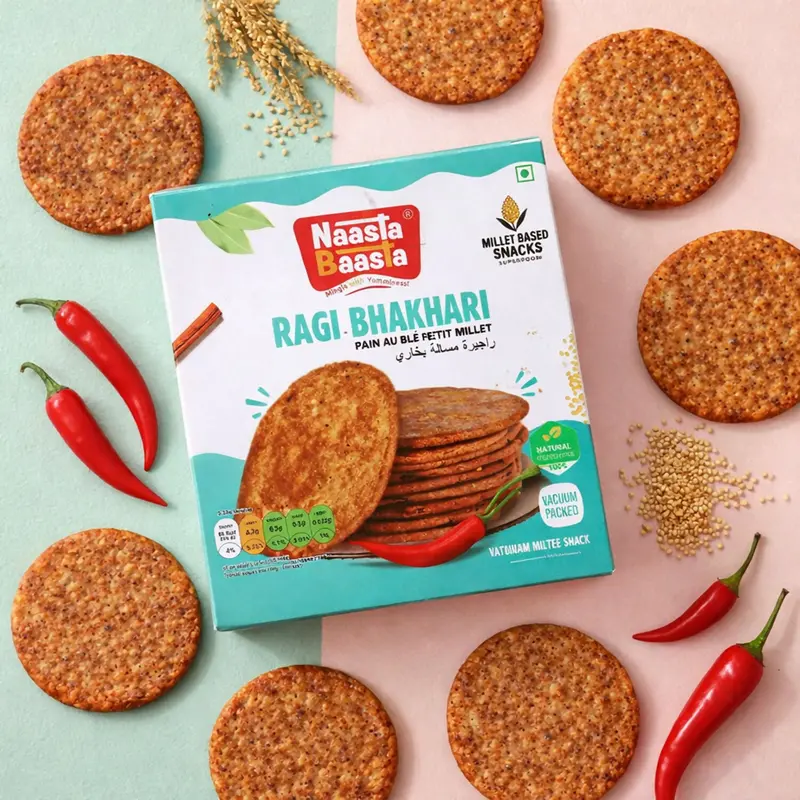 Naasta Baasta Ragi Bhakhari – Crunchy, Healthy Millet Snack, Ready To Eat (200G) 1