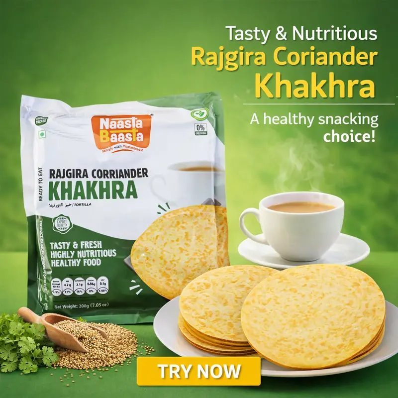 Naasta Baasta Rajgira & Coriander Khakhra – Gluten-Free Healthy Snack (200 G) 1
