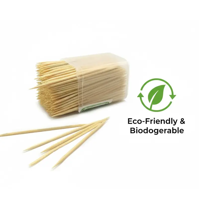 Natural Wooden Toothpicks In Refillable Dispenser Box 1