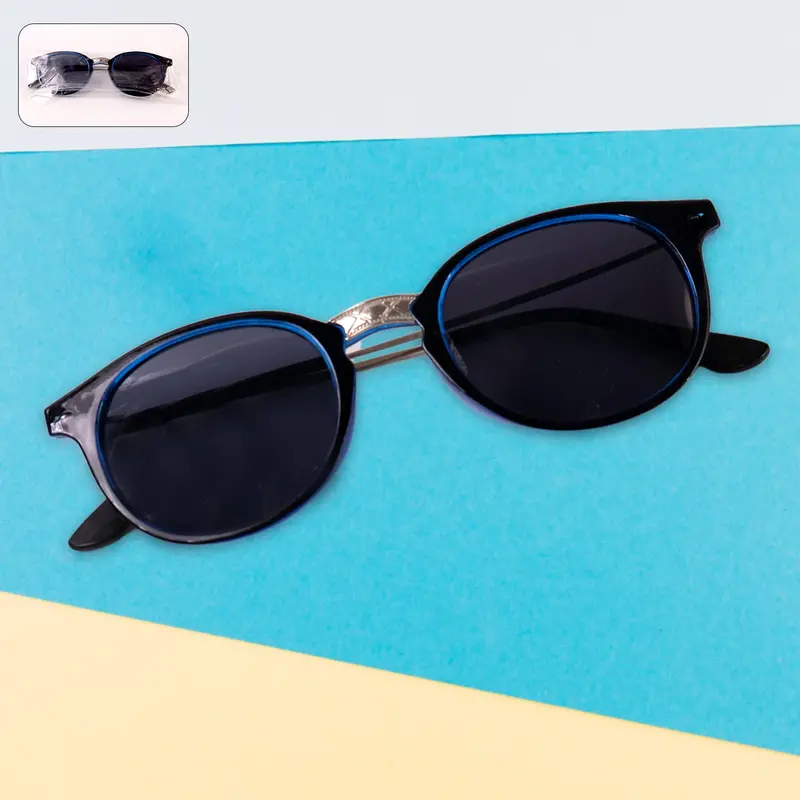 Navy Blue Round Uv-Blocking Sunglasses – Lightweight Unisex Classic Design 1