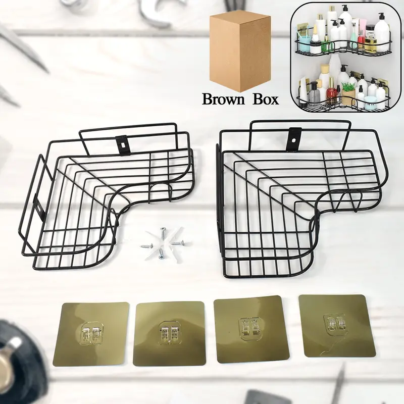 No-Drill Metal Shower Shelf – Space-Saving Bathroom Organizer (2-Pack) 1