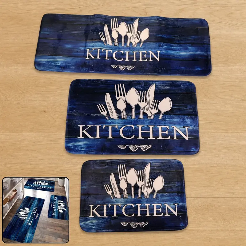 Non-Slip Kitchen Runner Rug Set – Printed Floor Mat Collection (3 Pieces) 1