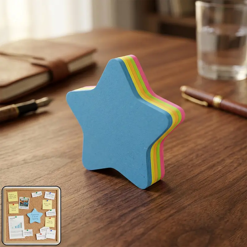 Oddy Star-Shaped Restickable Sticky Notes – Bright & Reusable Memo Pads 1