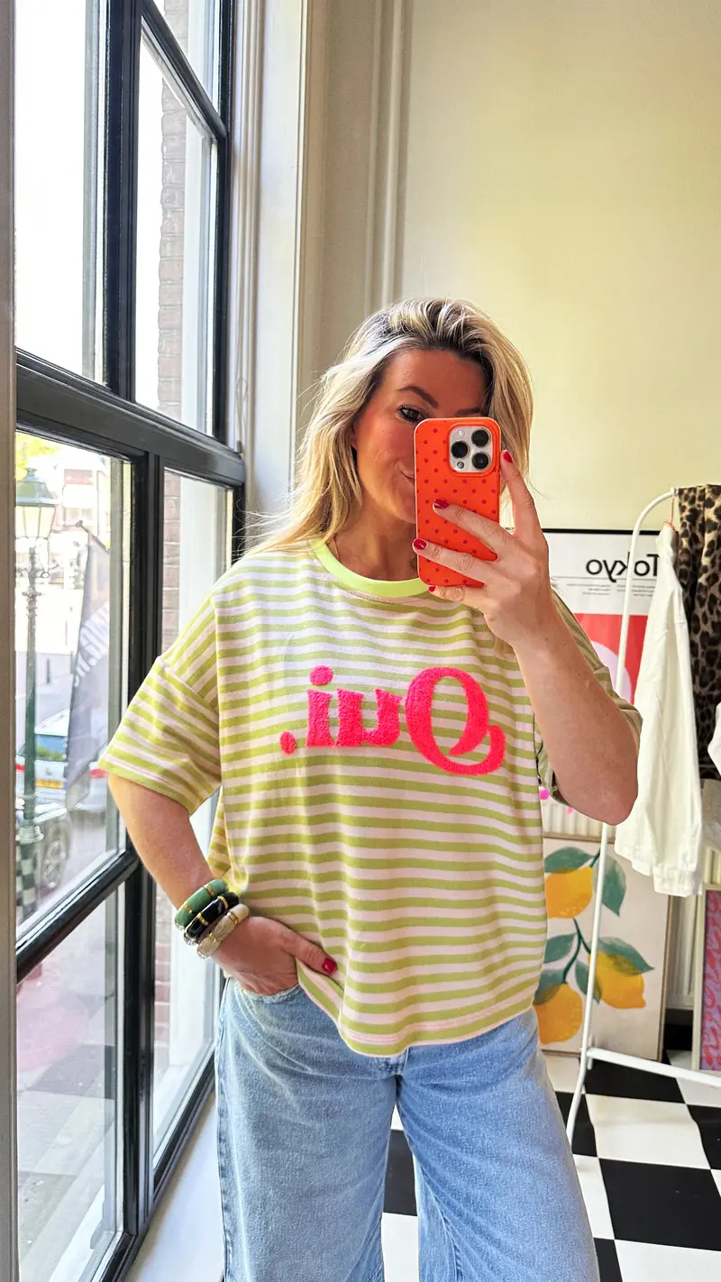 Olive-Green And Beige Striped T-Shirt 1