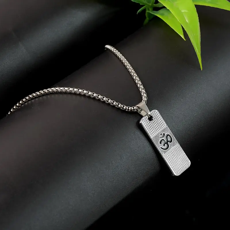 Om Symbol Dotted Locket Pendant – Silver-Plated Minimalist Necklace 1