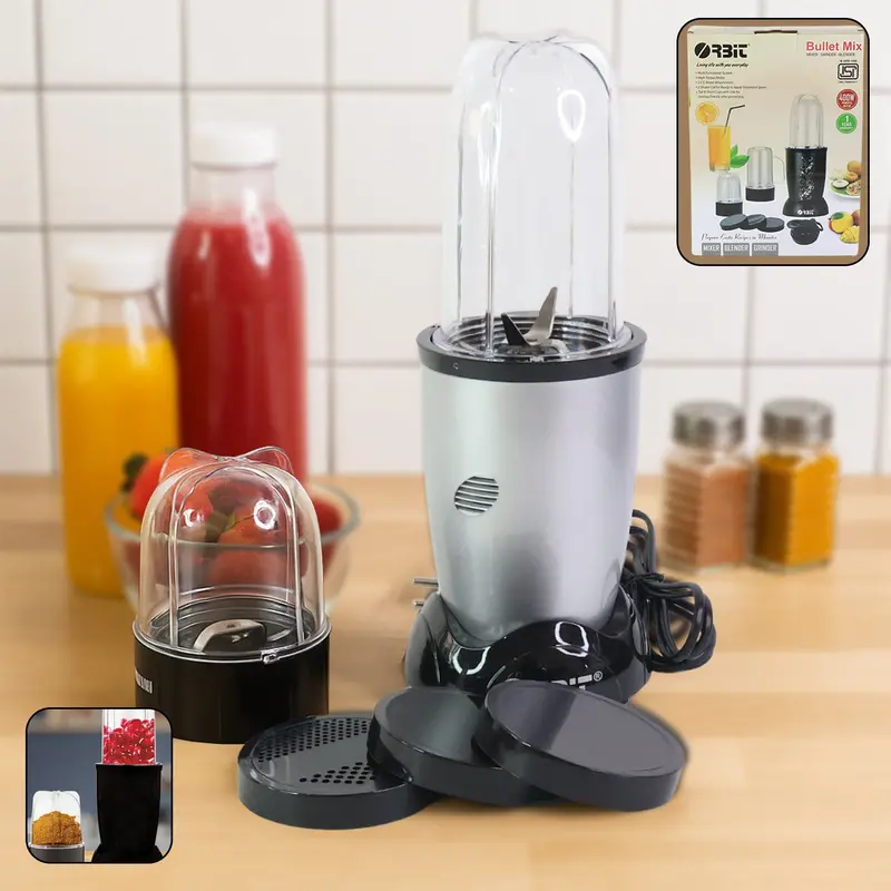 Orbit 400W Compact Bullet Mixer Grinder – 2-Jar Kit 1