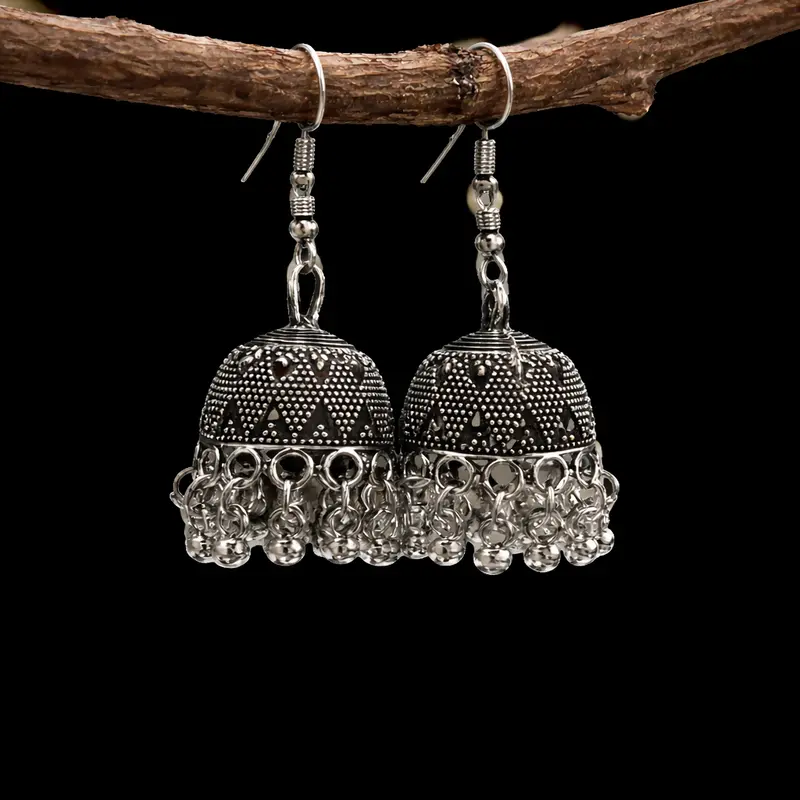 Oxidized Hook Jhumka Earrings – Classic South Asian Design 1