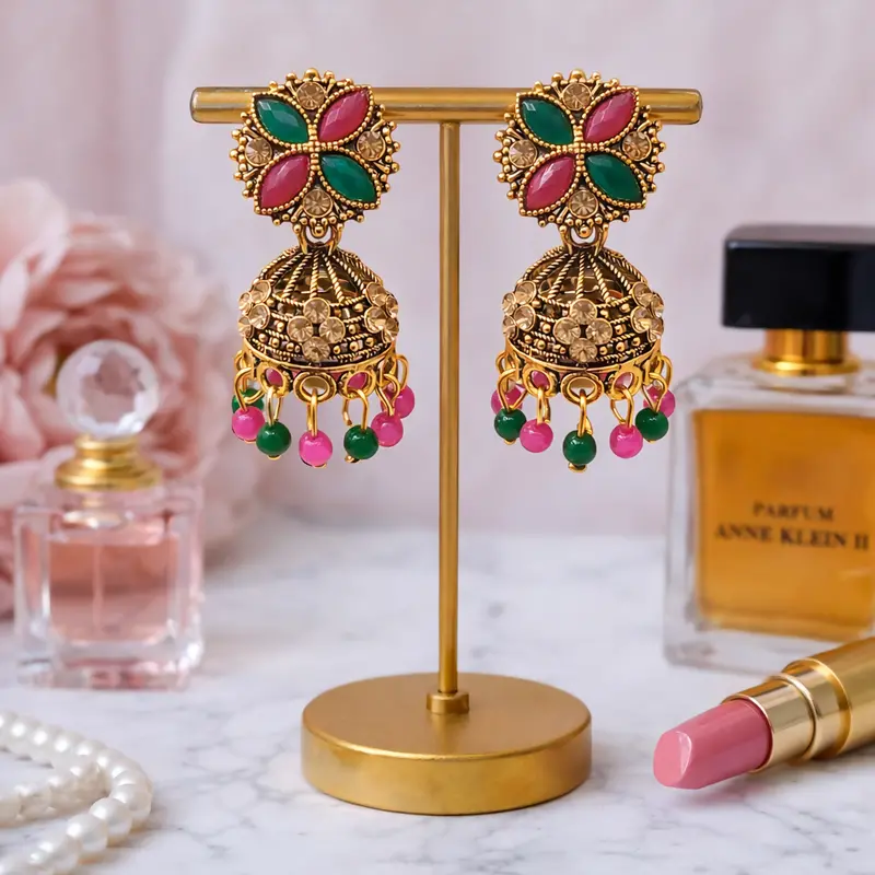 Oxidized Multi-Jhumka Earrings – Intricate Traditional Ethnic Jewelry For Women 1