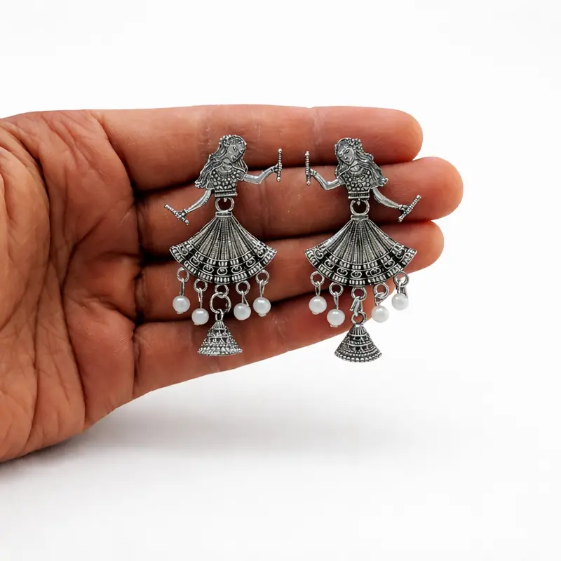 Oxidized Silver Doll Jhumka Earrings – Handcrafted Ethnic Ear Ornaments 1